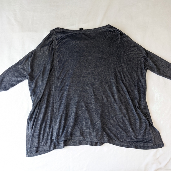 White House Black Market Blue Metallic Knit Top size medium - Picture 3 of 13